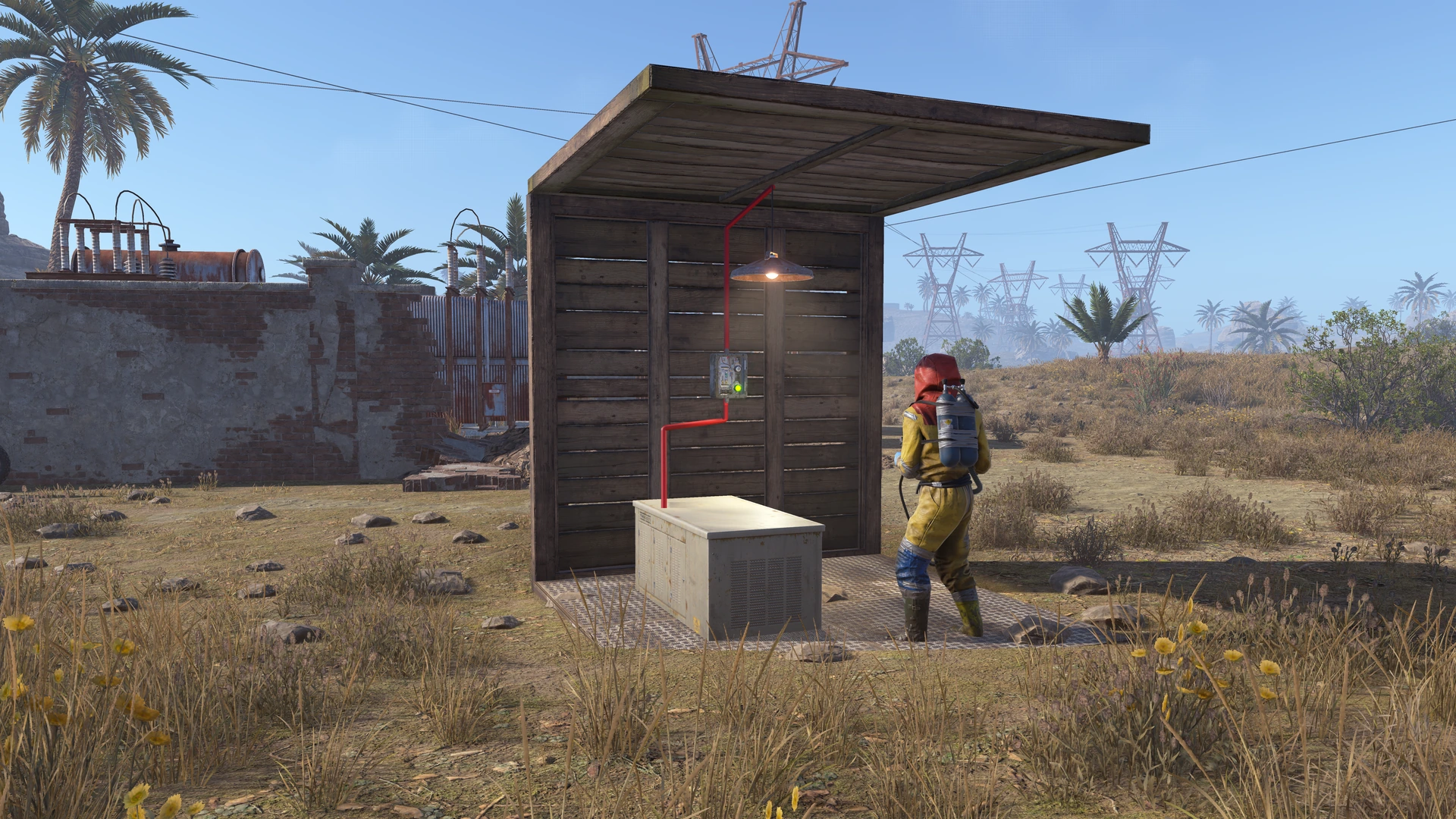 Оператор у генератора, выключателя и лампы, соединённых проводами в Rust