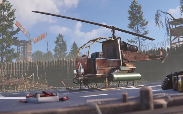 Боевой вертолёт на площадке в Rust