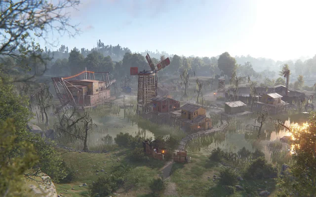 Ландшафт и лагерь бандитов в Rust